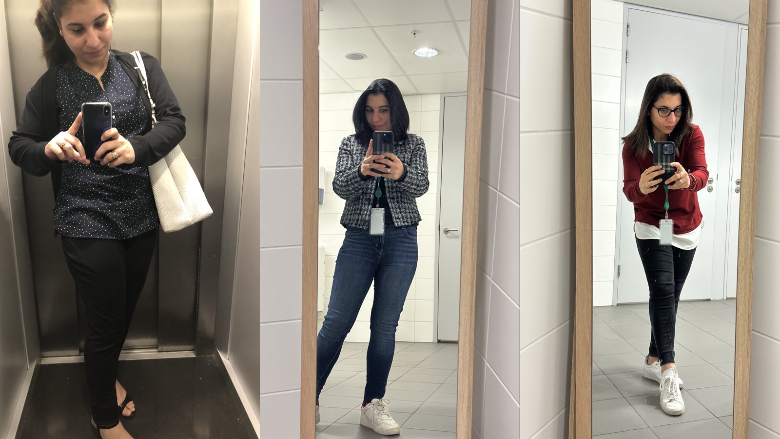 Swati at the office in the Netherlands, from her first job to today